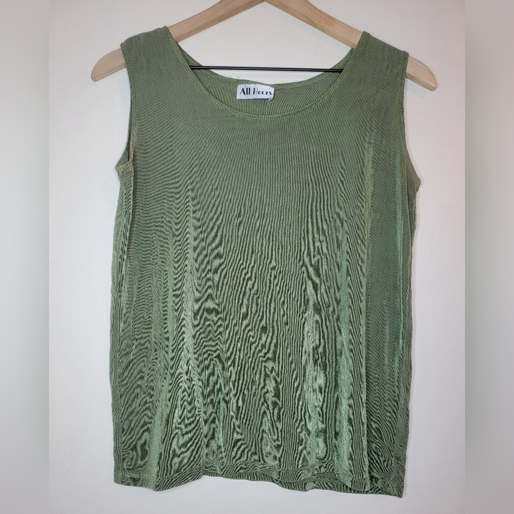 vintage all hours sage green tank top, medium